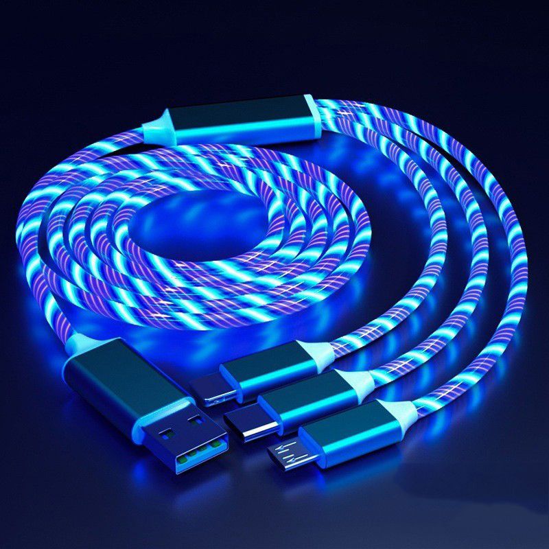 3 IN 1 Glowing LED For Samsung Xiaomi IPhone Flowing Streamer Light Fast Charger USB Cable Luminous Type C Cable_voghion.com