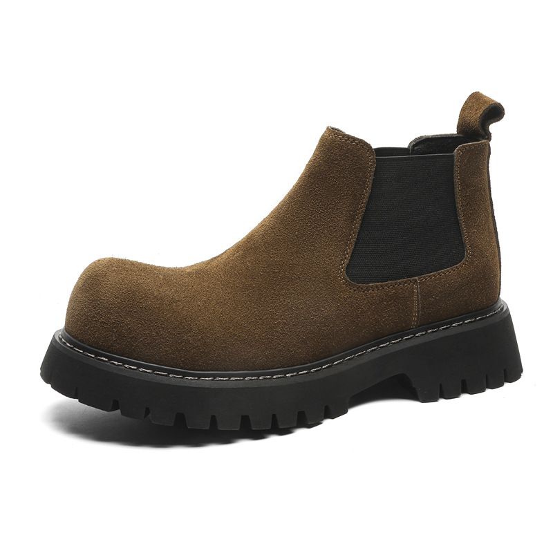 Martin Boots Men's Leather Chelsea Brown Vintage Boots Platform Height Growing Men's Men_voghion.com
