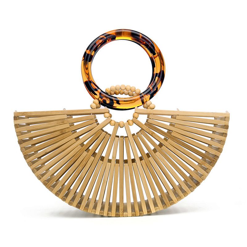 Women's Bags new bamboo woven bag acrylic handbag hollow woven bag retro beach bag one piece dropshipping_voghion.com