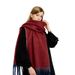Simple Frame Solid Color Scarf Women's Warm Imitation Cashmere Fringed Scarf Autumn And Winter Contrasting Color Scarf Cold Protection Shawl_voghion.com