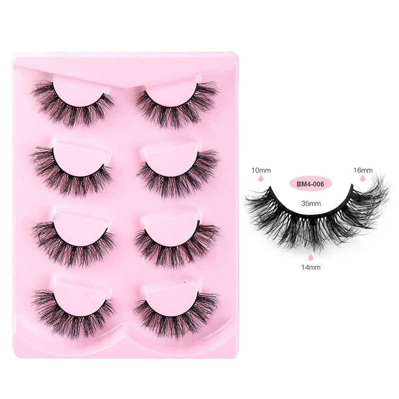 Falsche Wimpern, hohes Nerzhaar, 4 Paar gebratene, unordentliche Wimpern, falsche Wimpern, mehrschichtig, dick, gewellte Wimpern_voghion.com