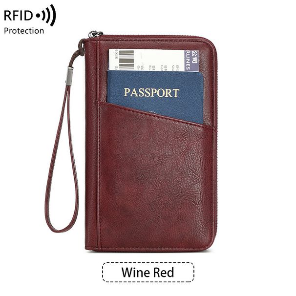 Women's Wallet & Men's Wallet Rfid Anti-theft Brush Passport Bag Large Capacity Long Passport Holder Multifunctional Travel Storage Certificate Bag_voghion.com