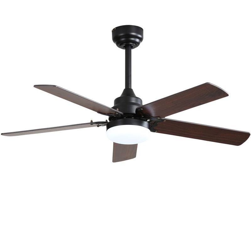 Low Profile 42 Inch Ceiling Fan 5 Blades Noiseless Reversible Dc Motor Remote Control With Led Light_voghion.com