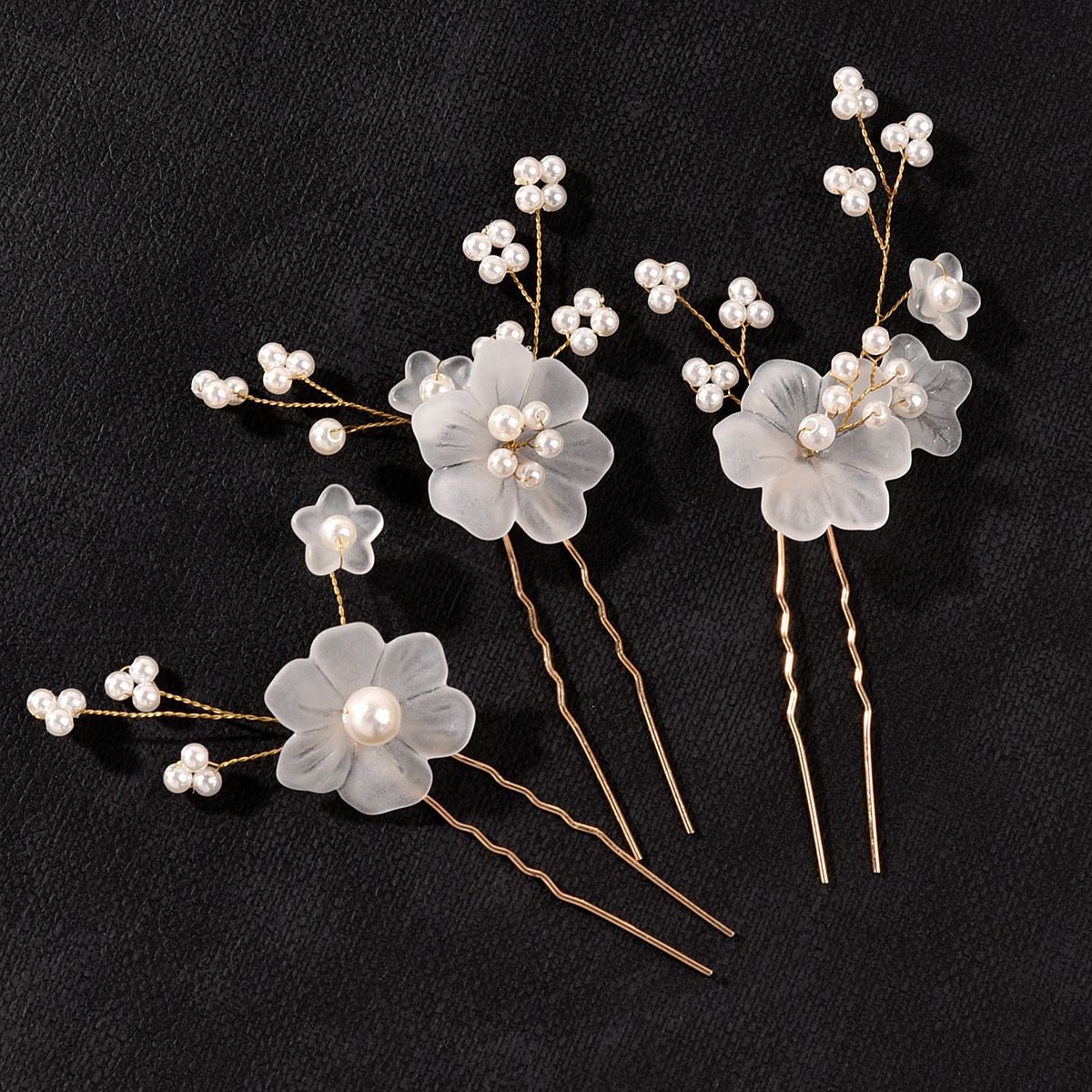 Gioielli da donna Copricapo Hanfu Stile europeo semplice fiore bianco piccolo forcella per capelli temperamento accessori set di 3_voghion.com