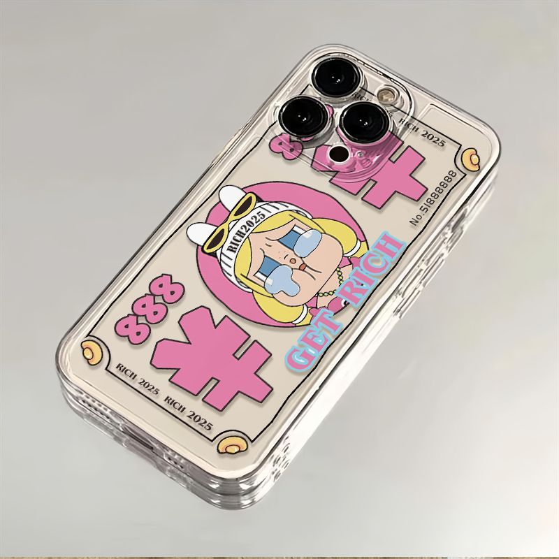 Transparent Space Shell Pop Mart Crying Doll For 16/15/14/13 Pro Max Phone Case 12/1_voghion.com