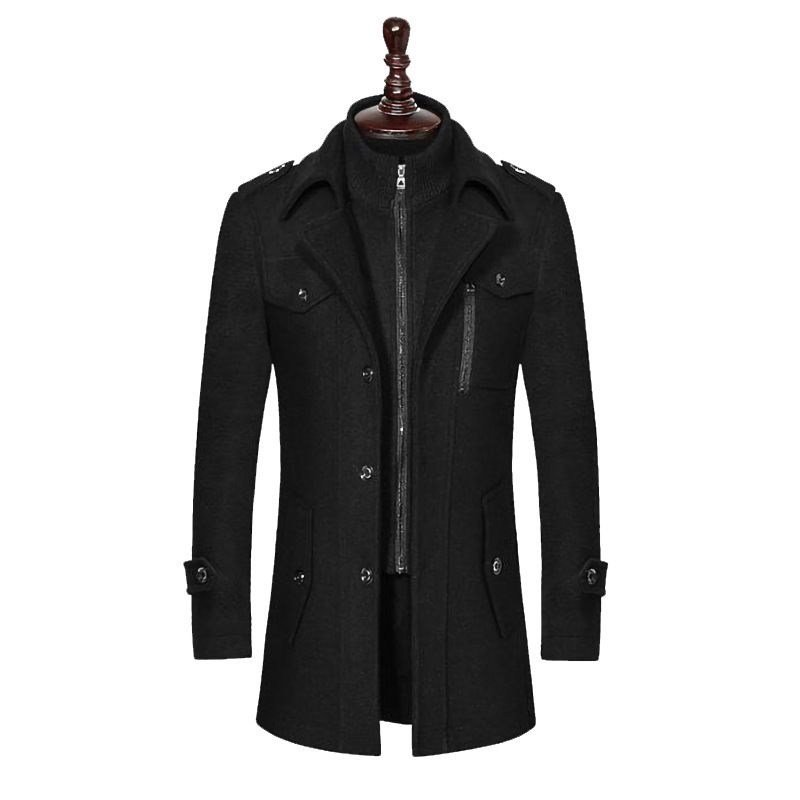 Cappotto in lana da uomo con doppio colletto_voghion.com