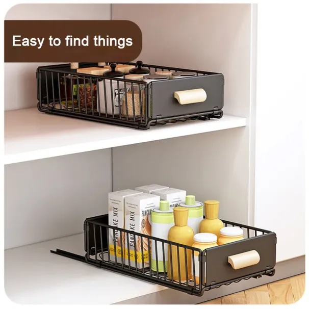 Drawer Shelves, Multi-functional Pull-out Storage Rack, Storage Cabinet Slide Drawer Basket For Easy Access_voghion.com