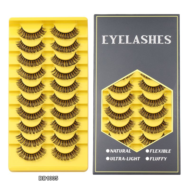 Falsche Wimpern, neu, 10 Paar verpackte künstliche Wimpern aus Chemiefaser, Russian Curl DD-Wimpern, natürlich dicke, gewellte Wimpern_voghion.com