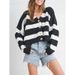 Trendy 3D Striped V-Neck Oversized Knit Cardigan – Long Sleeve Open Front Sweater For Women_voghion.com