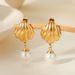 Orecchini a bottone con ciondolo di perle e conchiglia, da donna, in acciaio inossidabile placcato oro, accessori per gioielli di moda, regalo_voghion.com