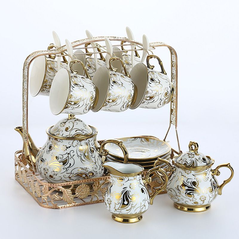 Luxury Complete Floral For Home Use, European Style Ceramic Teapot, High Temperature Resistant English Afternoon Tea Set_voghion.com