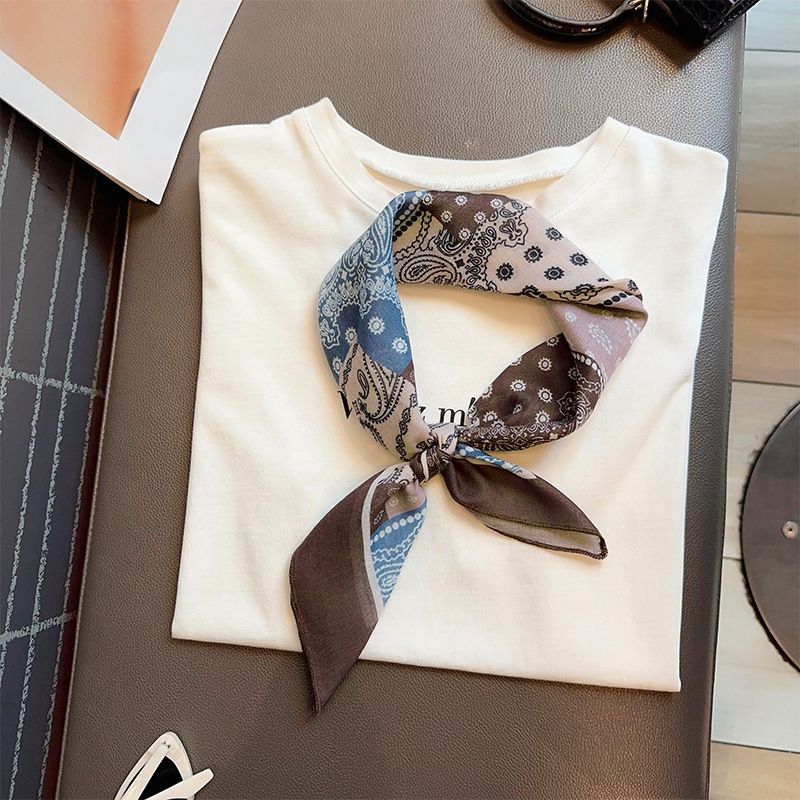 Geometric Patchwork Cotton Linen Square Lightweight Versatile Small Silk For Women Spring Autumn Season Shirt Suit Neck_voghion.com