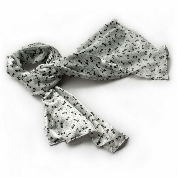 Blando White Lovely Bowknot Design Natural Elegant Silk Scarf/Wrap/Shawl(Large)_voghion.com