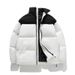 "Unisex Winter Puffer Jacket With Stand Collar, Thickened Polyester Quilted Coat, Trendy Oversized Zip-Up Outerwear (Beige/White/Black)"_voghion.com