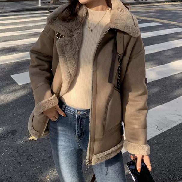 Thickened Velvet 2022 Autumn/Winter New Fashion Korean College Style Warm Thick Top Coat for Women_voghion.com