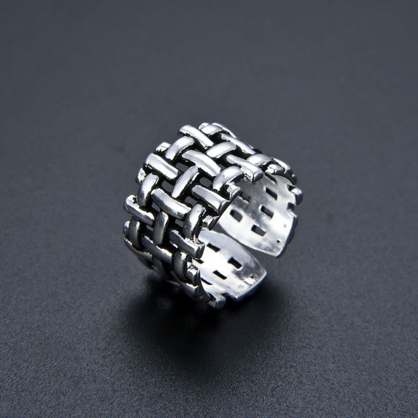 Gioiello unisex alla moda, retrò, nero, con apertura regolabile, anello unisex da mano, stile celebrità, in rete._voghion.com