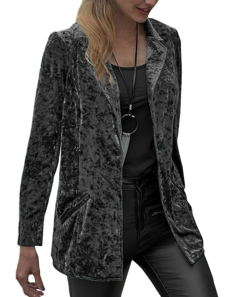 Costumes pour femmes Vestes de costume décontractées en velours à un bouton pour femmes_voghion.com