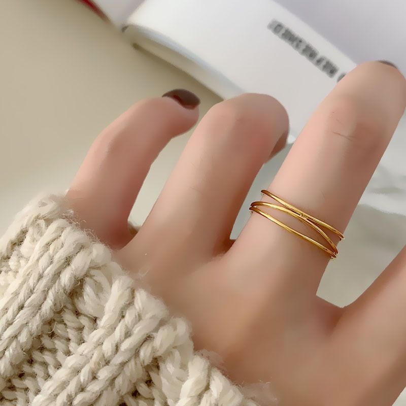 Women's Jewelry Light Luxury Simple Lines Titanium Steel Ring Niche Design Girlfriends Index Finger All Match Ring Trendy Jewelry_voghion.com