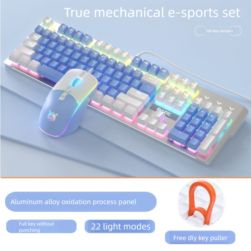 Mechanical Wired Blue Switch Gaming Keyboard Mouse Headset Three-Piece Set For Desktop Computer Laptop_voghion.com