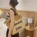 tassel Woven Canvas Embroidered Alphabet Womens Large Capacity Tote Hand Bill Shoulder Bag 240823_voghion.com