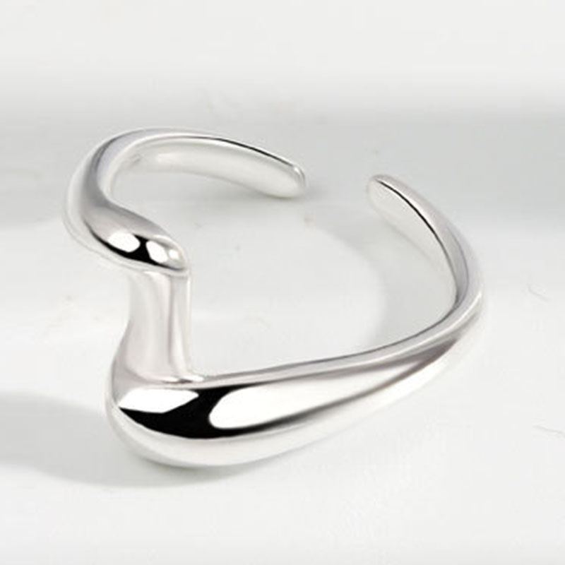 Sterling Silber VENUS Mode Geometrischer Bogenöffnungsring Weibliche Persönlichkeit Nicht verstellbarer Zeigefingerring_voghion.com