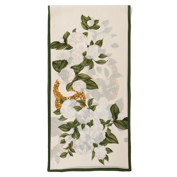 Mulberry Silk, Silk Scarf, Women's Spring/Summer 2024 Versatile Ink and Bamboo Printed Long Shave, Sun Protection Shawl,_voghion.com