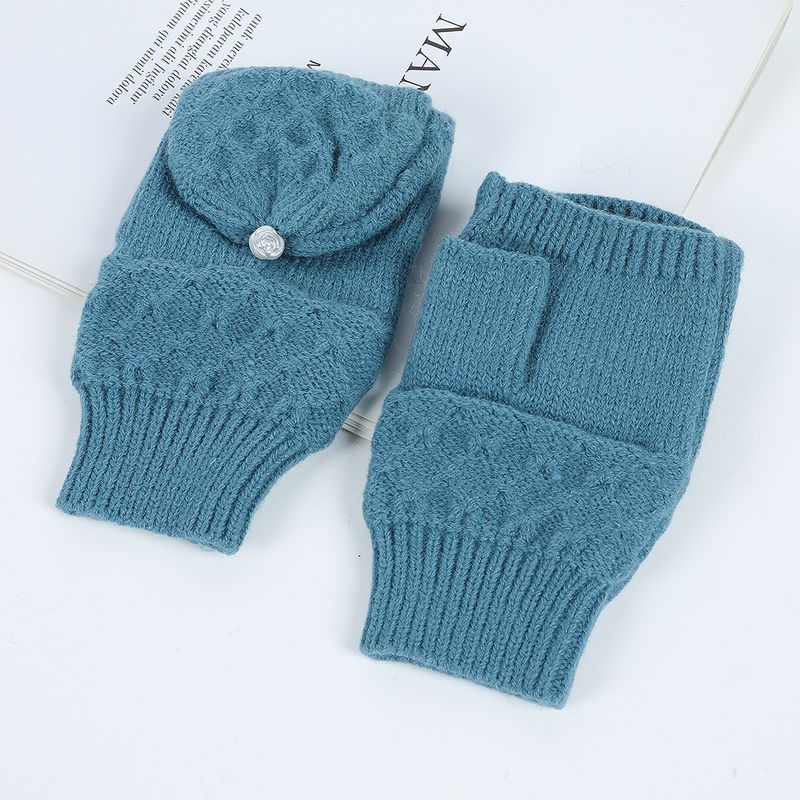 Guanti di lana caldi invernali da uomo e da donna, versione coreana, guanti jacquard con dita unite_voghion.com
