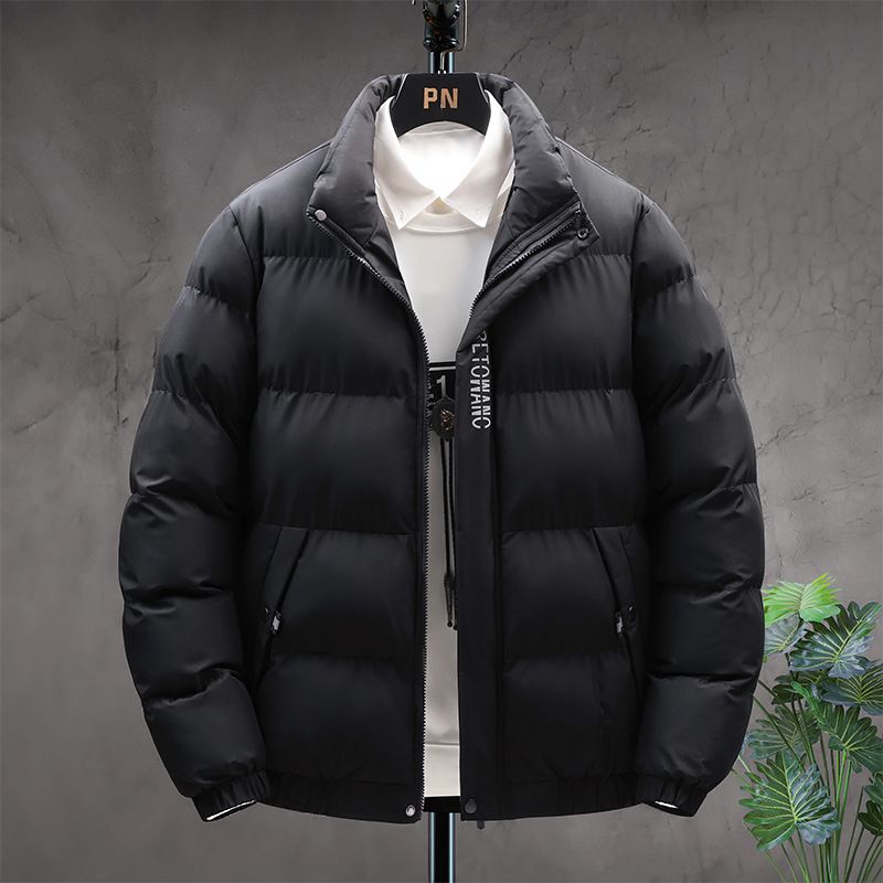 Giacca invernale da uomo, in cotone spesso, antivento, calda e imbottita, per attività all'aperto casual (nero, grigio, blu navy)_voghion.com