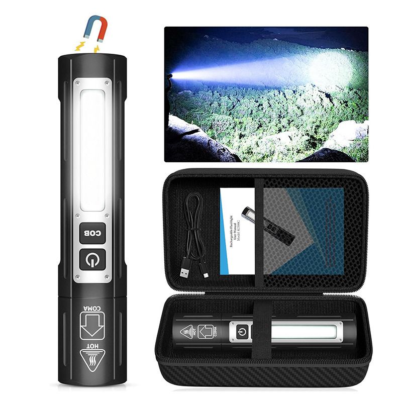 USB Rechargeable With Power Display Zoom White Laser Emergency Flashlight Multifunctional Portable Outdoor Flashlight_voghion.com