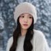 Korean Style Versatile Double C Warm Rabbit Fur Slouchy Autumn Winter Outdoor Casual Windproof Knitted Large Head_voghion.com