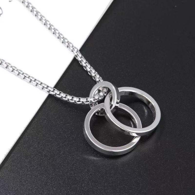 Collana da uomo in acciaio al titanio con ciondolo ad anello, personalità hip hop, coppia, manica corta, catena_voghion.com