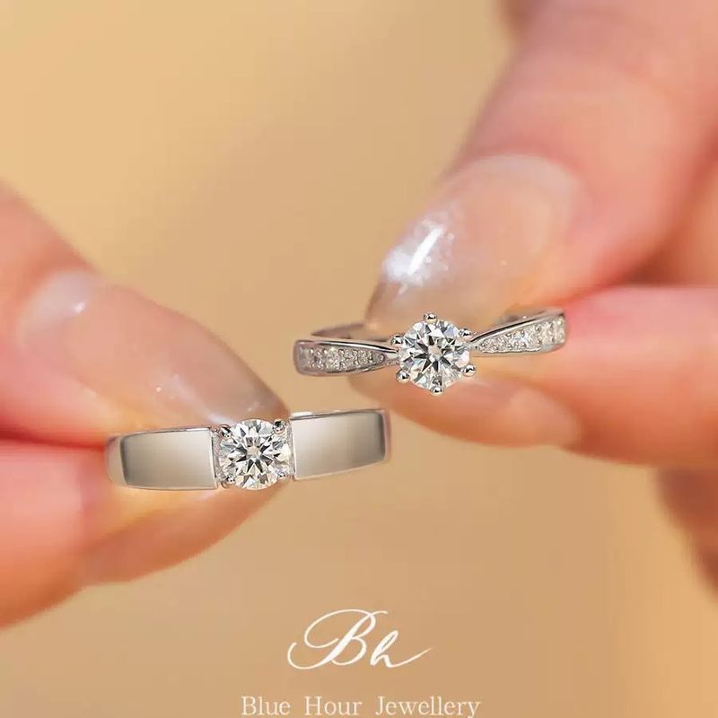 Anello di coppia in argento sterling con moissanite e diamanti, di alta qualità, simulato, regalo di fidanzamento e nozze_voghion.com