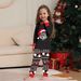 Flammhemmender Stoff Neue Kinderkleidung Weihnachtsmütze Buchstabendruck Heimkleidung für Jungen und Mädchen Langarmhose Schwarzer Pyjama_voghion.com