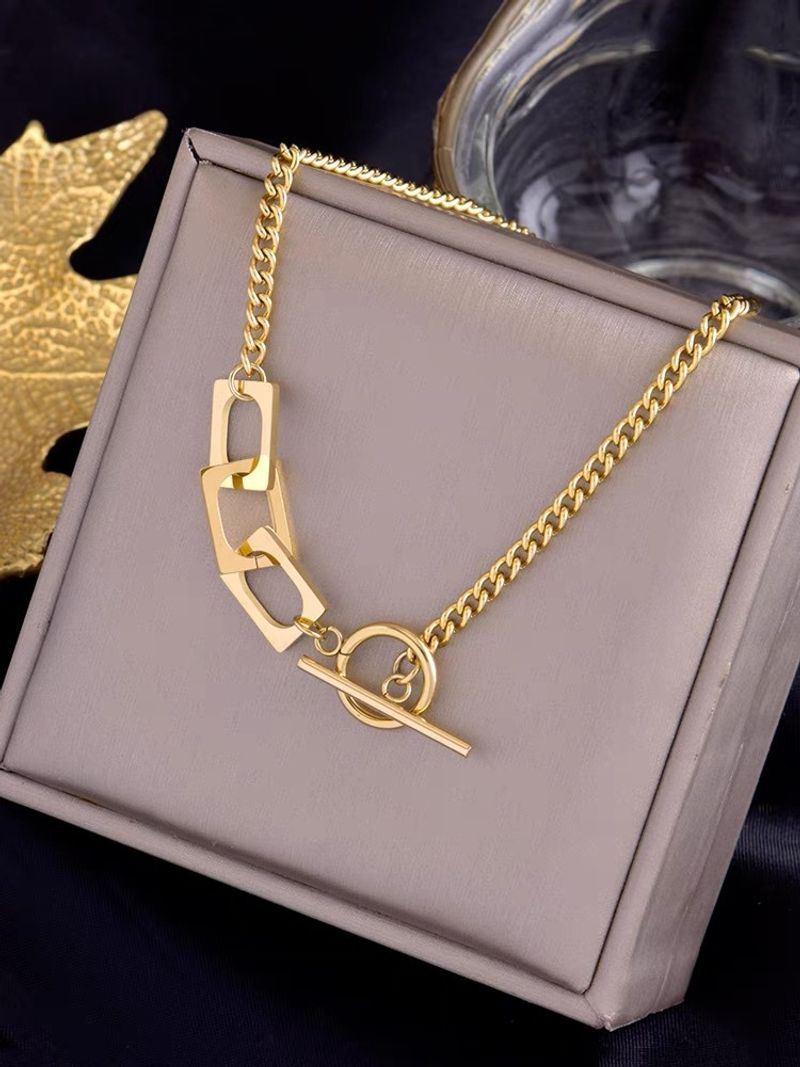 Lätt Neutral Cool Wind OT Spänne Halsband i Titanstål, Liten Design Sense, Trendig Hiphop_voghion.com