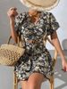 Abito da donna sexy da spiaggia con scollo a V e stampa bohemien_voghion.com
