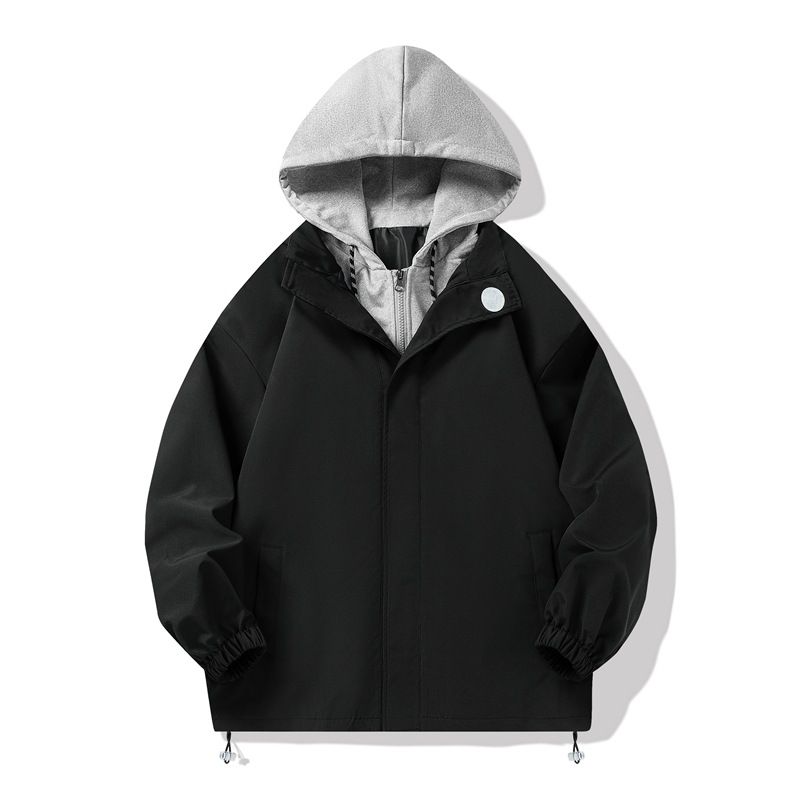 2023 nuovi vestiti autunnali stile coreano finta giacca in due pezzi con cappuccio giacca casual alla moda allentata top abbigliamento da uomo in stile Hong Kong_voghion.com
