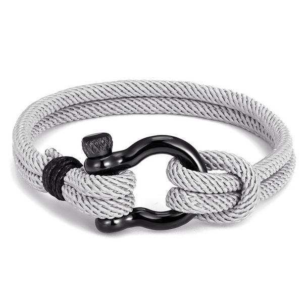 Mens Rope Bracelet Black Shackle Extremely Durable And Scratch Resistant Waterproof Paracord Handmade Nautical Wristband For Men_voghion.com