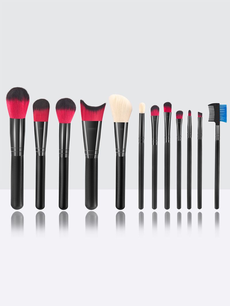 Set di 12 pennelli per trucco professionali neri di alta qualità_voghion.com
