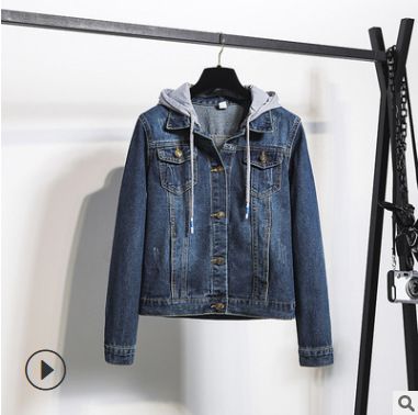 Women's Denim Jacket With Fleece Lining Style Slim Fit Hooded Coat, Casual Long Sleeve Short Crop Top For Students & Work (S-5XL)_voghion.com