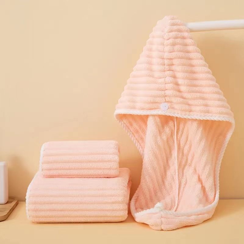 Godteristrimmel mykt, hurtigtørkende, absorberende, fortykket, ekstra stort håndkle, badehåndkle, dusjhette, tredelt sett, lofritt hjem, bad_voghion.com