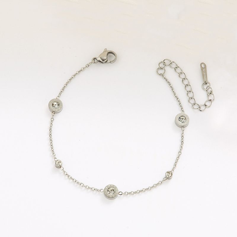 Bijoux pour femmes, bracelet léger de luxe de haute qualité avec petit diamant romain en acier titane, mode féminine exquise petite amie, simple et froid, bijoux à main_voghion.com