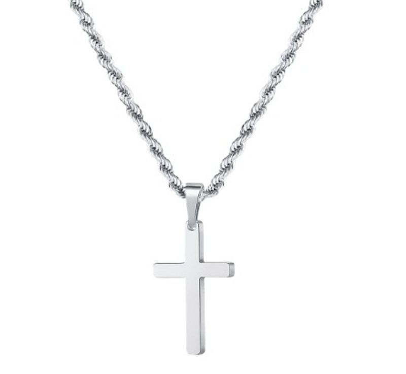 Selling Hot Stainless Steel Double Layer Twist Chain Cross Pendant Necklace Personality Hip Hop Men's Jewelry_voghion.com