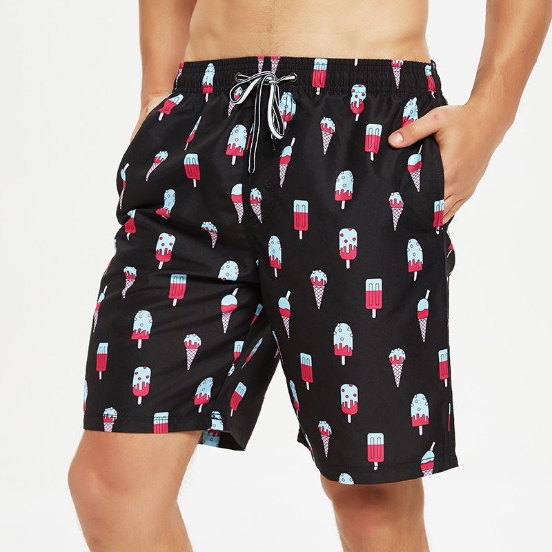 Schnelltrocknende, lockere Passform, Fünf-Punkt-Shorts für Paare in Übergröße mit floralem Muster und mittlerer Länge für den Strandurlaub_voghion.com