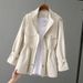 Women's Spring Trench Coat Lightweight Long Sleeve Casual Loose Fit Mid-Length Jacket For Petite & Regular Sizes (Beige, Black, Pink, Green)_voghion.com