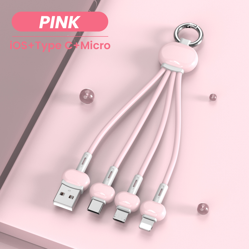 3 Keychain in 1 USB Type C Cable for iPhone 13 12 11 XS X XR 3in1 2in1 USB Cable Charger Micro USB Type C Cord _voghion.com