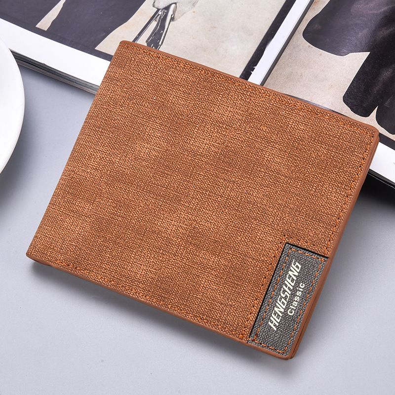 New Short Casual Canvas Pattern Thin Business Men's Wallet_voghion.com