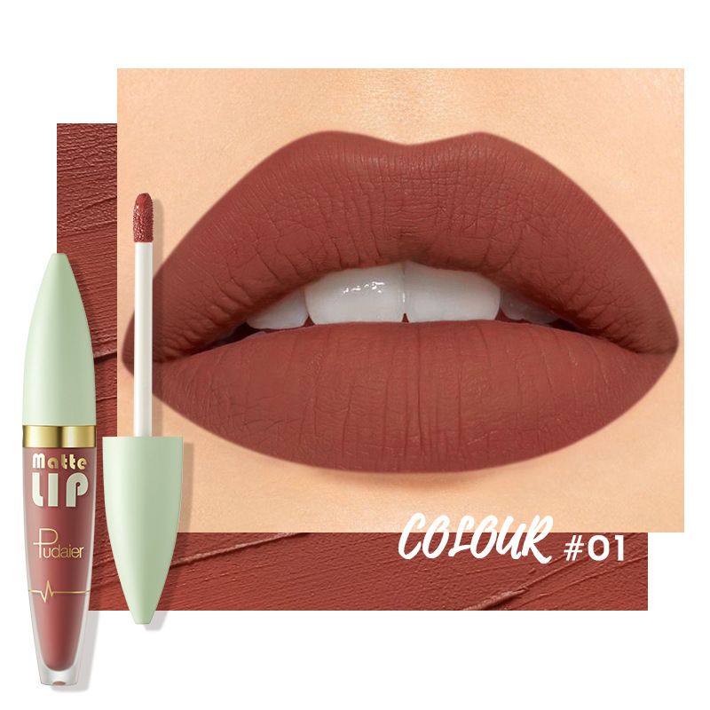 Pudaier Matte Plumper Glaze Flüssiger Lippenstift Velvet Nude Gloss Lip Honey_voghion.com