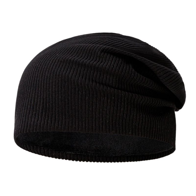 Nuevo gorro de punto a rayas para hombre en otoño invierno con circunferencia de cabeza grande de felpa para abrigarse y un montón de sombreros_voghion.com