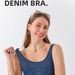 Reggiseno fitness push-up antiurto ad alta resistenza elastico aderente da donna in denim per yoga_voghion.com
