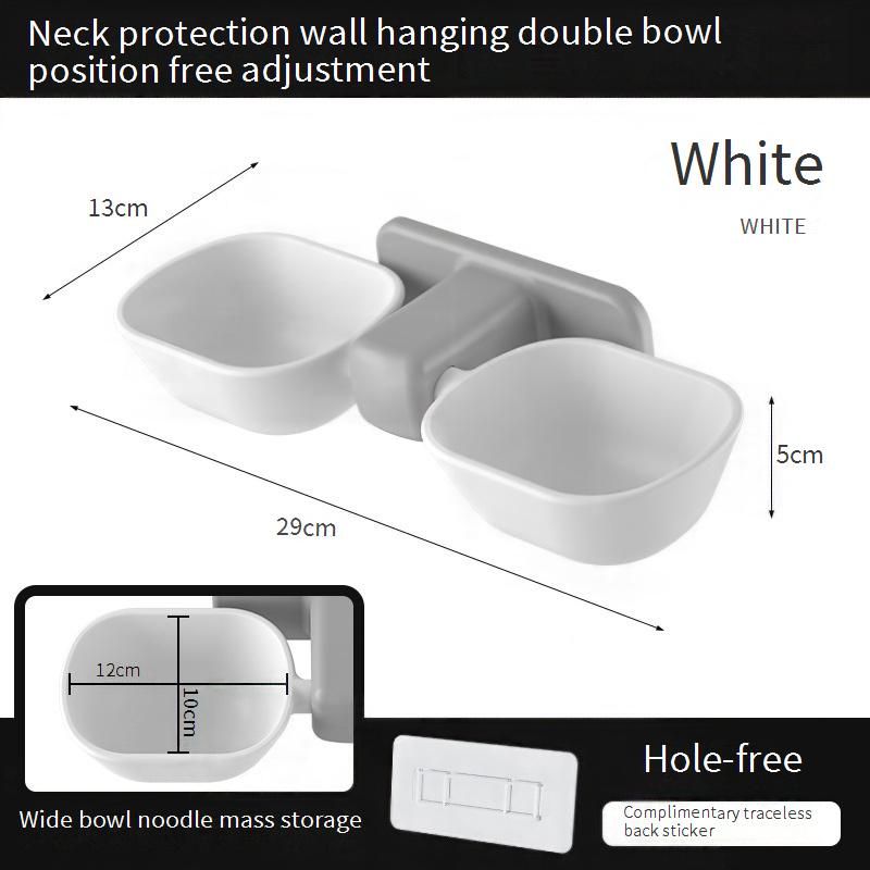 Wall-mounted cat bowl Punch free anti-upset cat food Drinking bowl Bowl for cats and dogs pet supplies_voghion.com